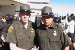 Bryan Gonzalez (r) graduates from the Border Patrol Academy (Image courtesy Bryan Gonzalez via ACLU-NM)
